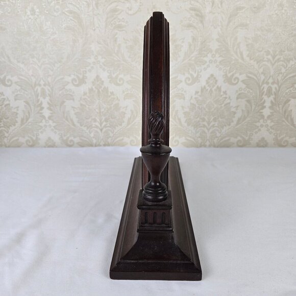 Vintage Waltham Triangle Wooden Mantel Clock Finials on Sides Wind Up Mechanism - Picture 12 of 16